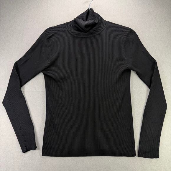 Ann Taylor LOFT Women’s Black Silk Blend Ribbed Turtleneck Sweater Size M - Picture 1 of 9